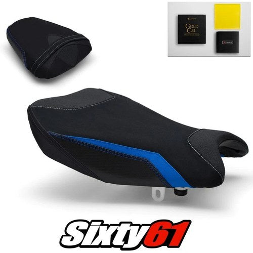 Suzuki Gsxr 1000 Seat Cover Rear and Gel 2017-2024 Luimoto Blue Suede Tec-Grip