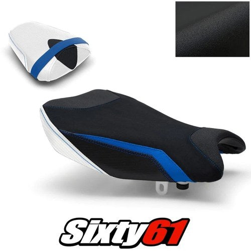 Suzuki Gsxr 1000 Seat Covers 2017-2023 2024 Blue White Luimoto Tec-Grip Suede
