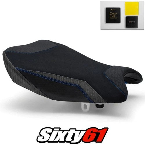 Suzuki Gsxr 1000 Seat Cover and Gel 2017-2024 Blue Stitch Luimoto Tec-Grip Suede