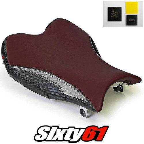 Suzuki Gsxr 1000 Seat Cover Front with Gel 2009-2016 Burgundy Luimoto Carbon