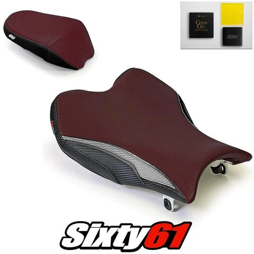 Suzuki Gsxr 1000 Seat Covers with Gel 2009-2015 2016 Burgundy Luimoto Carbon