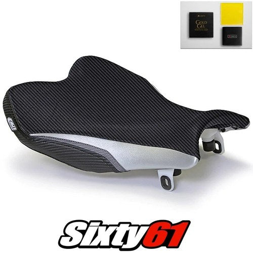 Gsxr 1000 Seat Cover with Gel 2009-2015 2016 Suzuki Black Silver Luimoto Carbon