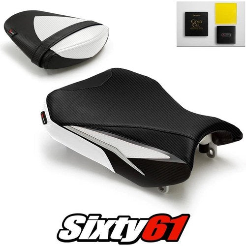 Suzuki Gsxr 600 750 Seat Covers with Gel 2011-2026 White Black Luimoto Carbon