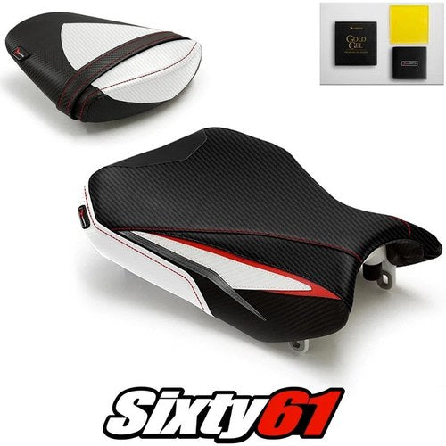 Suzuki Gsxr 600 750 Seat Covers with Gel 2011-2025 2026 White Red Luimoto Carbon