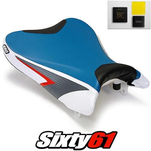 Suzuki Gsxr 600 750 Seat Cover with Gel 2008 2009 2010 Blue Luimoto Carbon