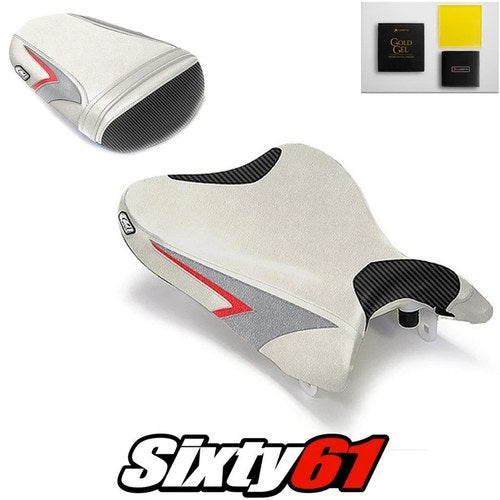 Suzuki Gsxr 600 750 Seat Covers with Gel 2008-2010 Silver Red Luimoto Carbon