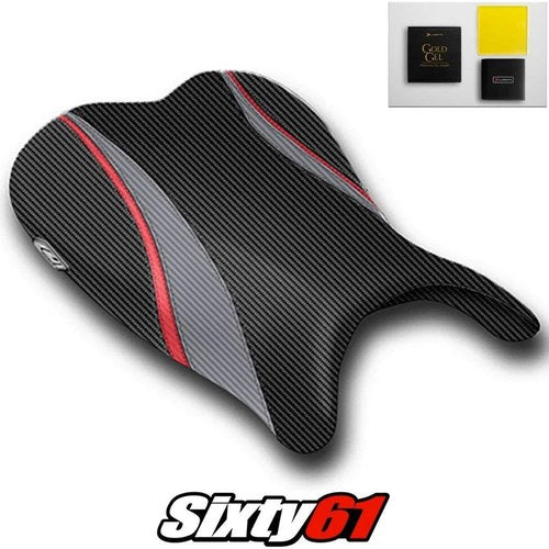 Suzuki Gsxr 600 750 Seat Cover with Gel 2006 2007 Black Red Luimoto Carbon