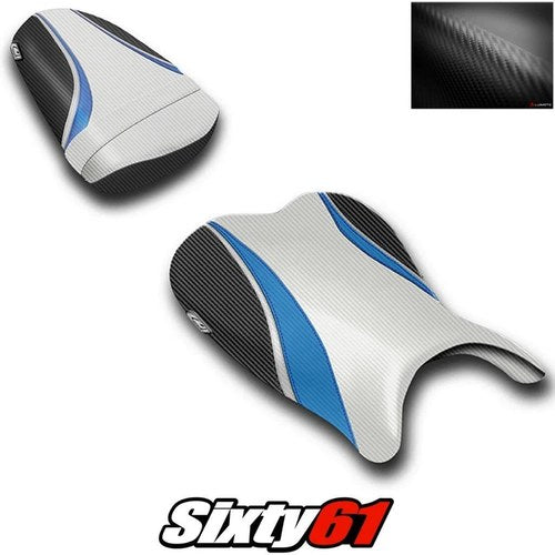 Suzuki Gsxr 600 750 Seat Cover 2006 2007 Front Rear Silver Blue Luimoto Carbon