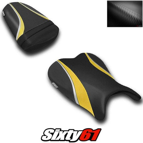 Suzuki Gsxr 600 750 Seat Cover 2006 2007 Front Rear Black Yellow Luimoto Carbon