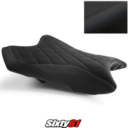 Kawasaki ZX6R Seat Cover 2019-2025 2026 Front Black Green Luimoto Tec-Grip Suede