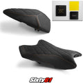 Kawasaki ZX6R Seat Covers with Gel 2019-2026 Black Orange Luimoto Tec-Grip Suede