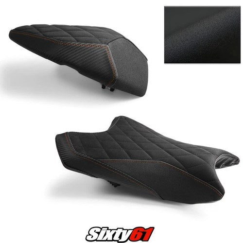 Kawasaki ZX6R Seat Cover 2019-2026 Front Rear Black Orange Luimoto TecGrip Suede