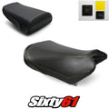 Suzuki SV650 Seat Covers with Gel 2004-2015 Black Yellow Stitch Luimoto Carbon