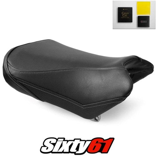 Suzuki SV1000 Seat Cover with Gel 2004-2007 Black Silver Stitch Luimoto Carbon