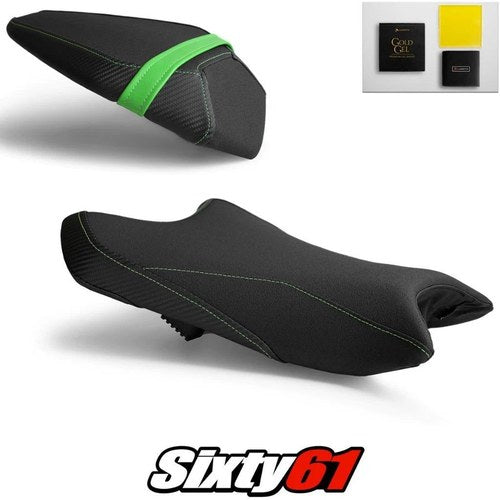 Kawasaki Ninja ZX6R Seat Covers and Gel 2019-2026 Black Green Luimoto Tec-Grip