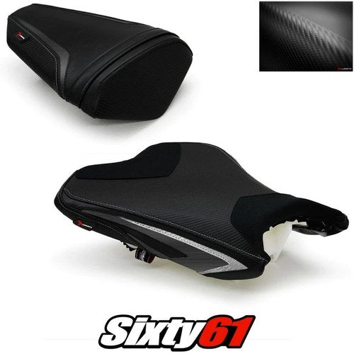 Kawasaki ZX6R Seat Cover 2013-2018 Front Rear Black Silver Luimoto Carbon Suede
