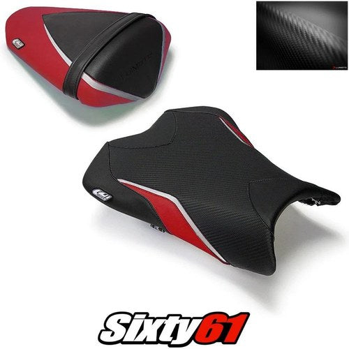 Kawasaki ZX6R Seat Cover 2009 2010 2011 2012 Front Rear Black Red Luimoto Carbon