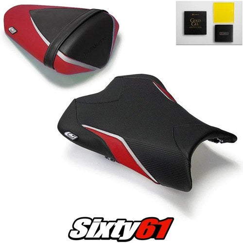 Kawasaki ZX6R Seat Covers and Gel 2009 2010 2011 2012 Black Red Luimoto Carbon