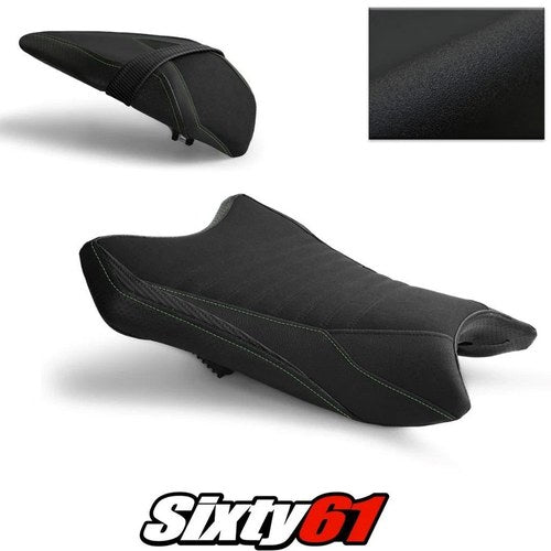Kawasaki ZX6R Seat Cover 2019-2026 Front Rear Black Green Luimoto Tec-Grip Suede