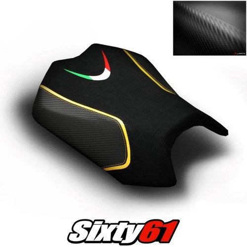 Aprilia Tuono Seat Cover 2011-2019 2020 Front Black Yellow Luimoto Carbon Suede