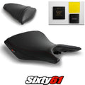 Yamaha MT03 Seat Covers and Gel 2020-2023 2024 Black Red Stitch Luimoto Carbon