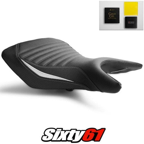 Yamaha MT03 Seat Cover and Gel 2020-2024 Black White Luimoto Tec-Grip Carbon