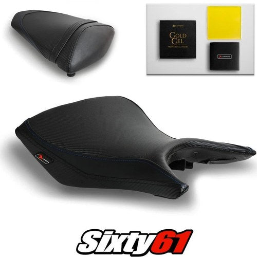 Yamaha R25 Seat Covers and Gel 2014-2019 2020 Black Blue Luimoto Tec-Grip Carbon