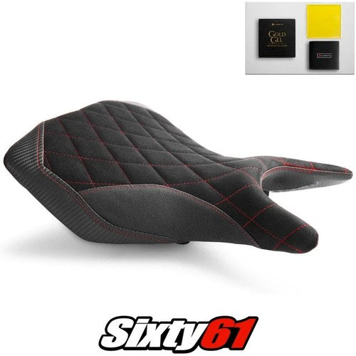 Yamaha R3 Seat Cover and Gel 2015-2024 2025 Black Red Luimoto Tec-Grip Suede