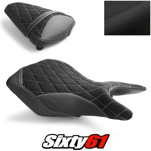 Yamaha R25 Seat Cover 2014-2020 Front Rear Black White Luimoto Tec-Grip Suede