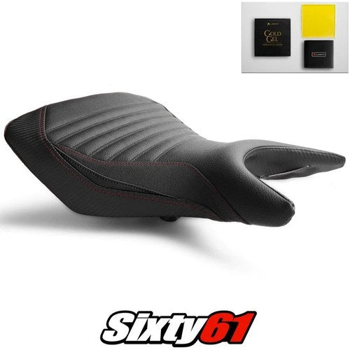 Yamaha R25 Seat Cover and Gel 2014-2019 2020 Black Red Luimoto Tec-Grip Carbon