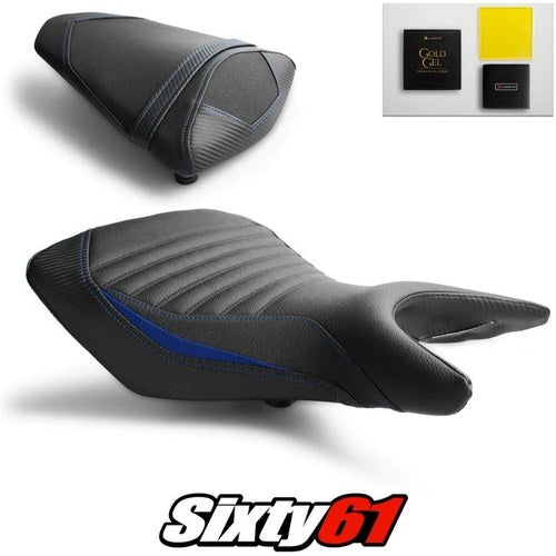Yamaha R3 Seat Covers and Gel 2015-2024 2025 Black Blue Luimoto Tec-Grip Carbon