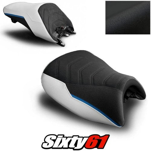 BMW K1600GT Seat Cover 2010-2026 Front Rear White Blue Luimoto Tec-Grip Suede