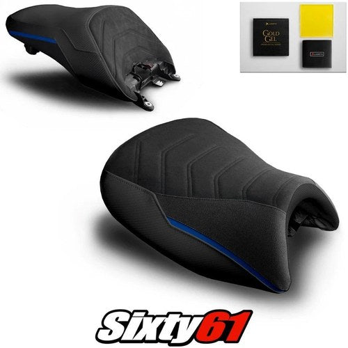 BMW K1600GT Seat Covers and Gel 2010-2025 2026 Black Blue Luimoto Tec-Grip Suede