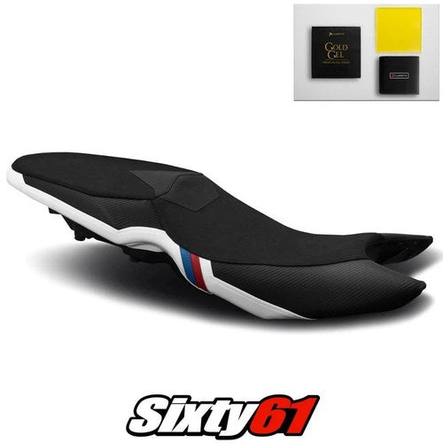 BMW F800GT Seat Cover and Gel 2013-2017 2018 2019 White Luimoto Tec-Grip Suede