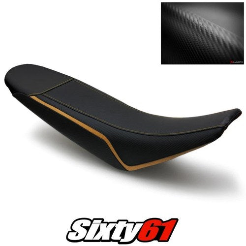 Suzuki DRZ400 Seat Cover 2000-2018 2019 2020 Front Black Gold Luimoto Carbon