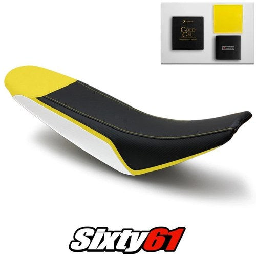 Suzuki DRZ400 Seat Cover and Gel 2000-2017 2018 2019 2020 Yellow Luimoto Carbon