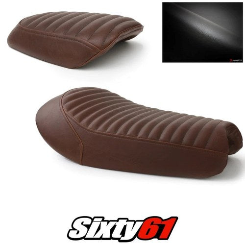 Triumph Scrambler Seat Covers 2017-2019 2020 Vintage Dark Brown Luimoto Leather