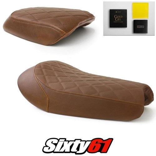 Triumph Street Scrambler Seat Covers Gel 2017-2022 Vintage Brown Luimoto Leather