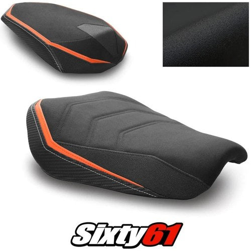 KTM 1290 Super Duke R Seat Covers 2020-2023 Black Orange Luimoto Tec-Grip Suede