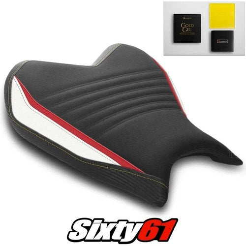 Yamaha R7 Seat Cover 2021-2025 Front and Gel Black Red Luimoto Tec-Grip Suede