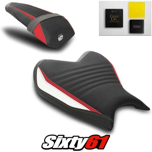 Yamaha R7 Seat Covers and Gel 2021-2024 2025 Black Red Luimoto Tec-Grip Suede