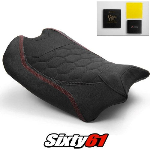 Ducati Panigale V4R Seat Cover Gel 2019-2021 Black Red Luimoto Tec-Grip Suede