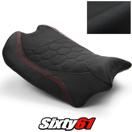 Ducati Panigale V4R Seat Cover 2019-2021 Black Red Stitch Luimoto Tec-Grip Suede