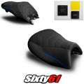BMW K1600GT Seat Covers and Gel 2010-2025 2026 Black Blue Luimoto Tec-Grip Suede