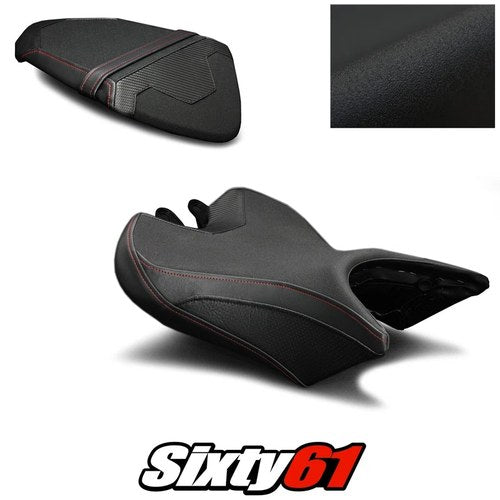 Triumph Speed Triple Seat Covers 2016-2021 Black Red Luimoto Tec-Grip Carbon