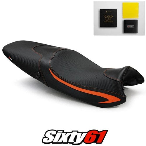 Triumph Speed Triple Seat Cover and Gel 2008-2010 Black Orange Luimoto Carbon