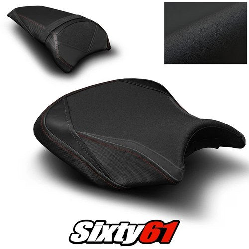 Kawasaki Ninja 650 Seat Covers 2017-2024 2025 Black Red Stitch Luimoto Tec-Grip