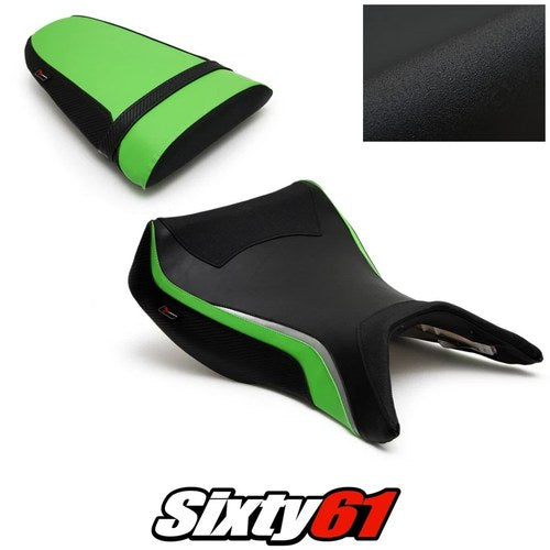 Kawasaki Ninja ZX12R Seat Covers 2000-2003 2004 2005 2006 Green Luimoto Tec-Grip