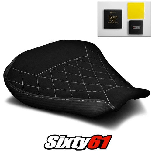 MV Agusta F4 Seat Cover and Gel 2010-2019 2020 Black White Stitch Luimoto Suede