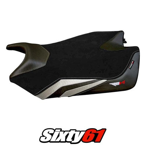 Aprilia RSV4 2009-2018 2019 2020 Seat Cover Tappezzeria Velvet White Black